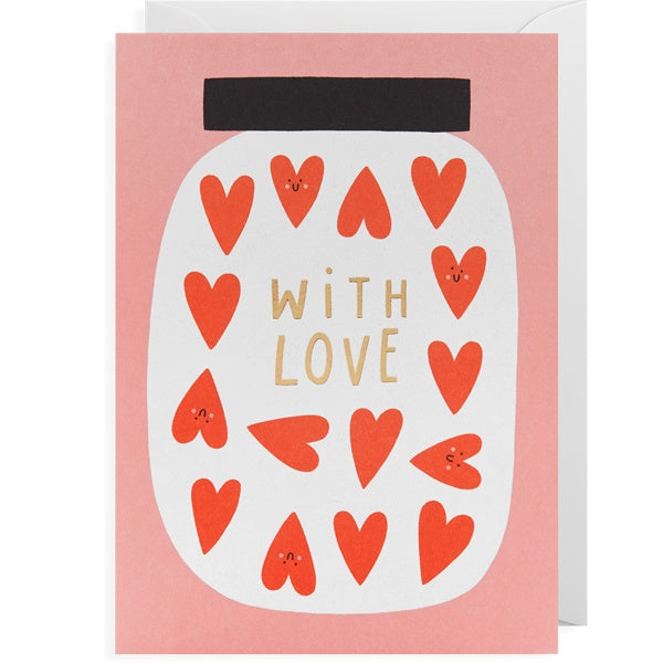 With Love Hearts In A Jar Card