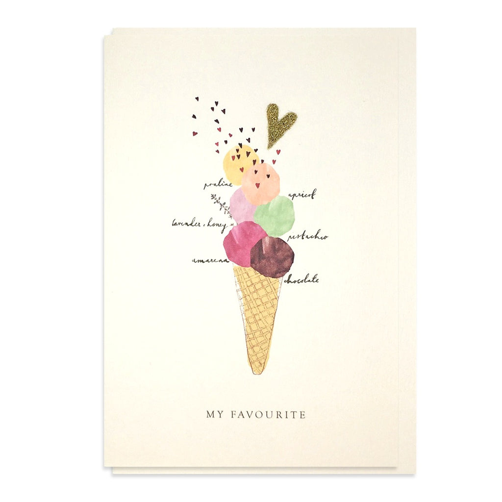 Hand Embroidered My Favourite Ice-cream Card