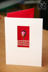 Rose Lasercut Birthday Card