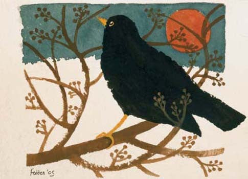 Blackbird in Snow Pack of 5 Christmas Cards