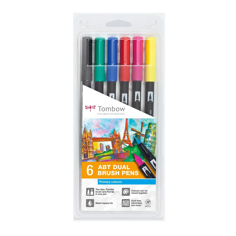 Tombow Dual Brush Pens Primary Colours Set Paper Tiger