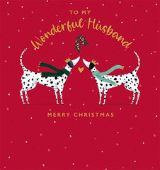 Wonderful Husband Dalmatian Christmas Card