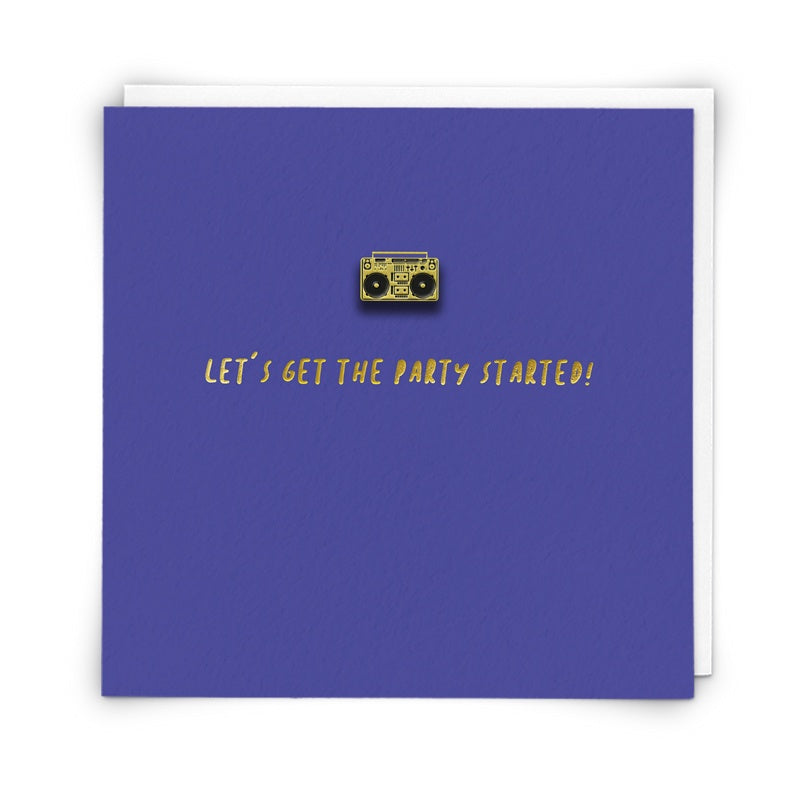 Get The Party Started Boombox Pin Badge Card