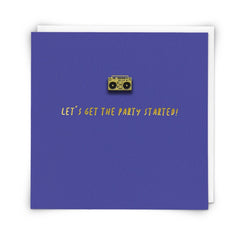 Get The Party Started Boombox Pin Badge Card