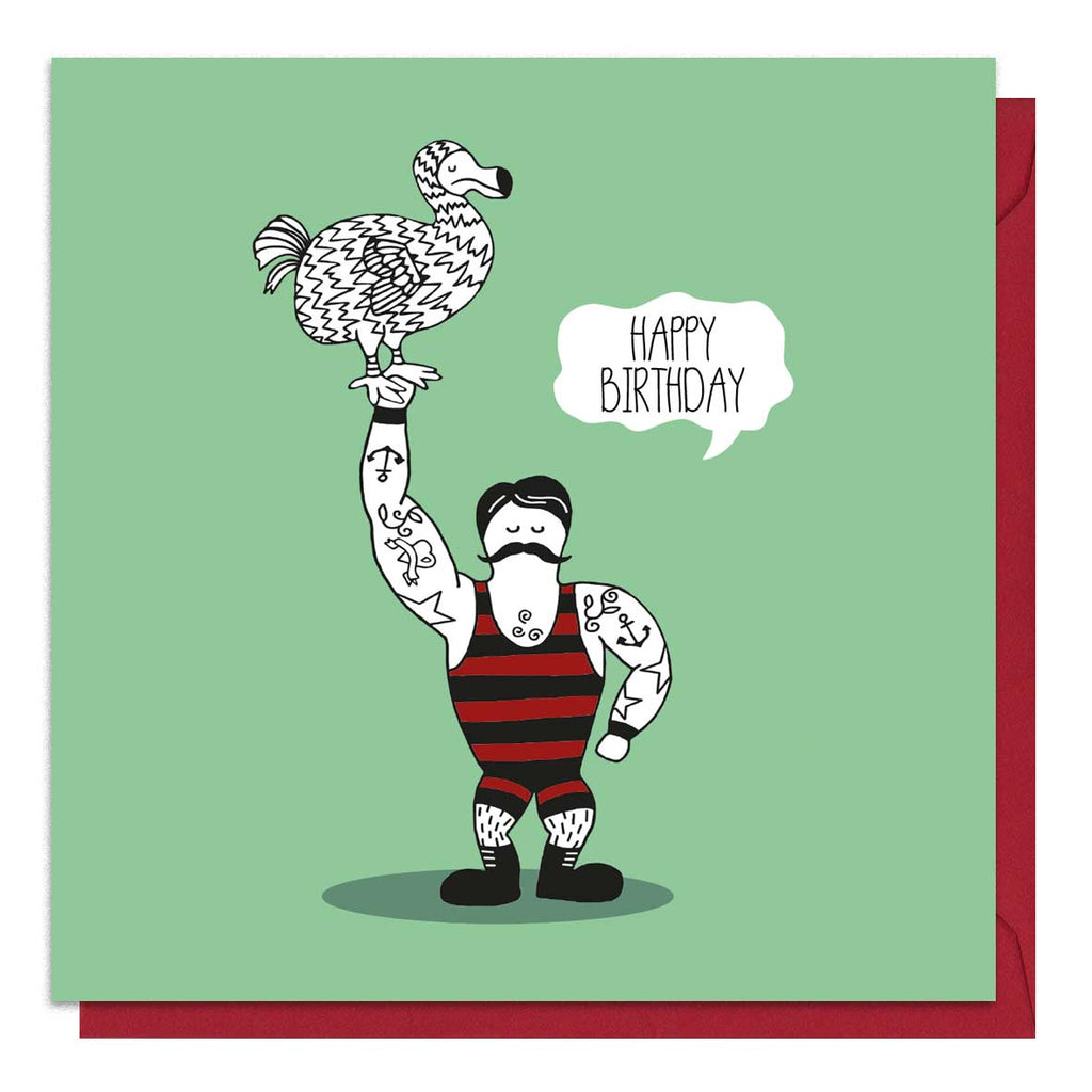 Dodo and Strongman Birthday Card