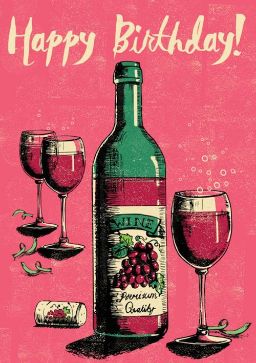 Happy Birthday Wine Card
