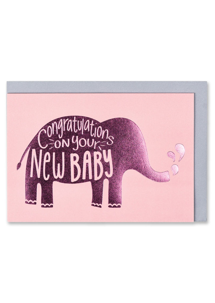 Pink New Baby Elephant Card