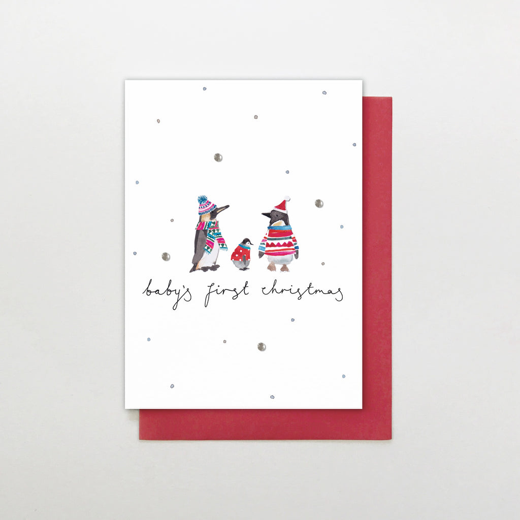 Baby's First Christmas Penguins Christmas Card