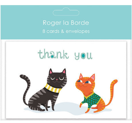 Black And Ginger Cat Thank You Card Pack of 8
