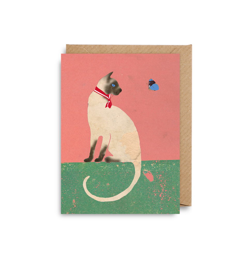 Siamese Cat and Butterfly Card