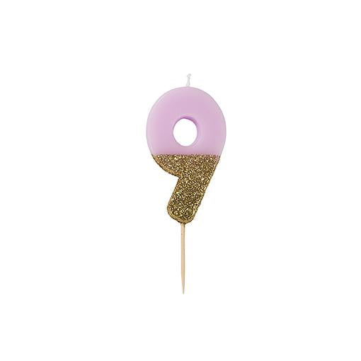 Glitter Birthday Candle Number 9