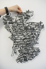 Scotland A2 Lasercut Map in Tube - Black