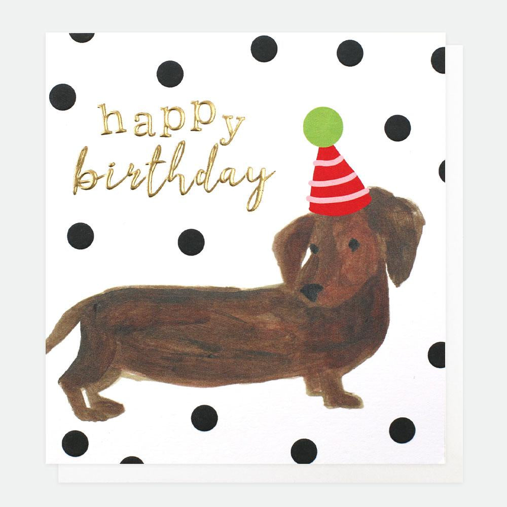 Polka Dot Sausage Dog Birthday Card
