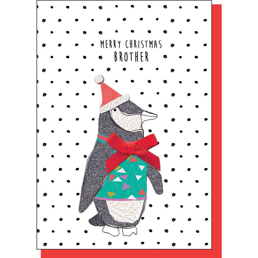 Merry Christmas Brother Penguin Card
