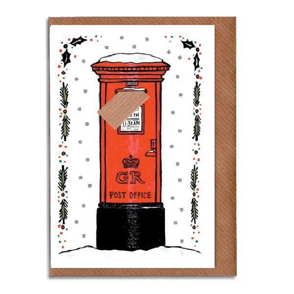 Snowy Postbox with Envelope Christmas Card