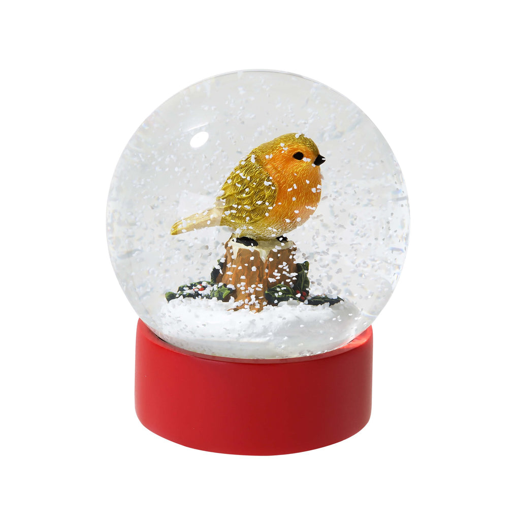 Botanical Christmas Robin Snow Globe