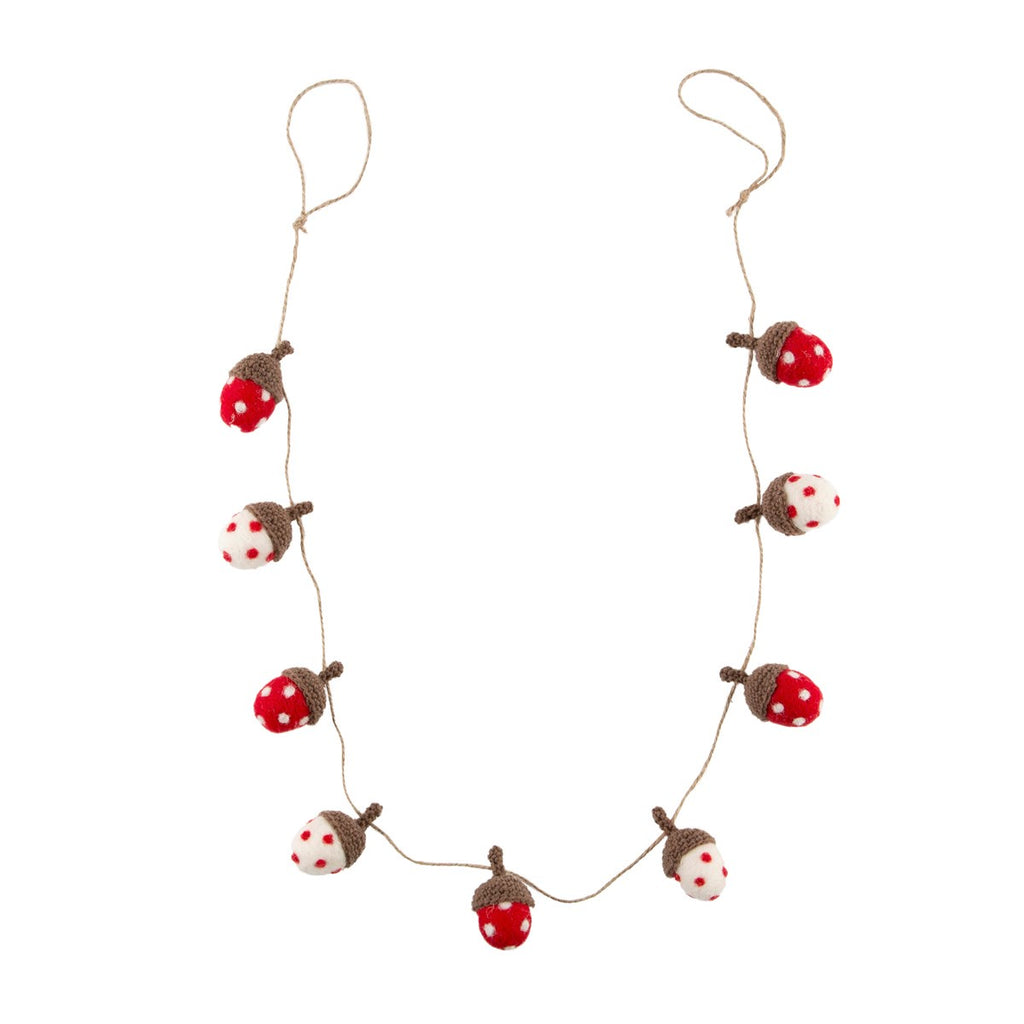 Red and White Dotty Acorn Garland Decoration