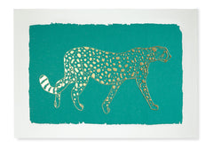 Gold Foiled Mint Cheetah Pack of 5 Cards