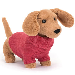 Jellycat Sweater Sausage Dog Pink