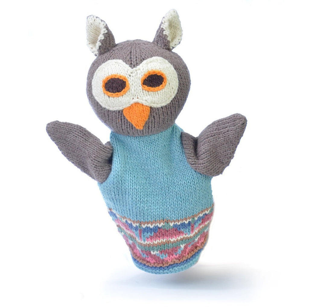 Owl Hand Puppet in Blue