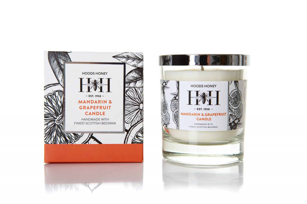 Mandarin and Grapefruit Beeswax Candle in Glass Jar