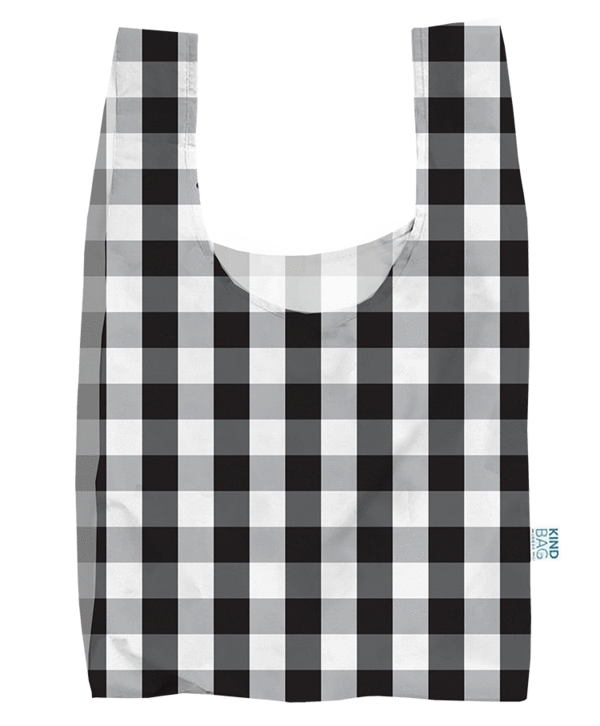 Gingham Black and White Reusable Shopping Bag