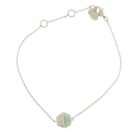 Hexagon With Marble Silver Bracelet