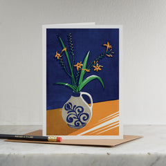 Crocosmia Linocut Card