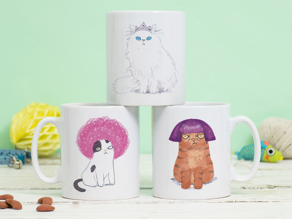Cats in Wigs and Tiara Mug