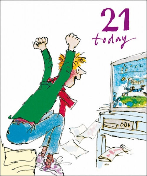 Football on TV Quentin Blake 21st Birthday Card