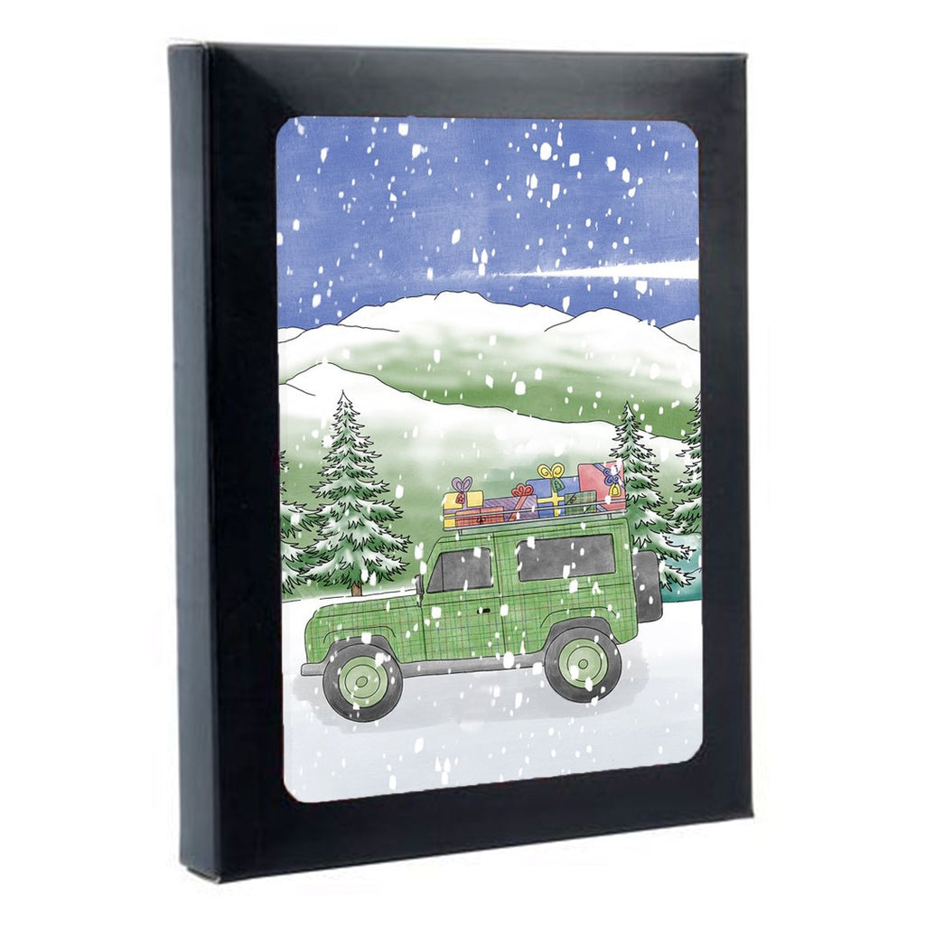 Tartan Land Rover Box of 6 Christmas Cards
