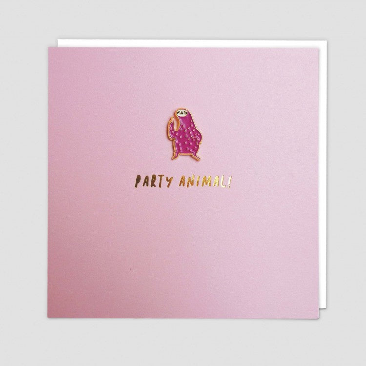Party Sloth Enamel Pin Badge Card