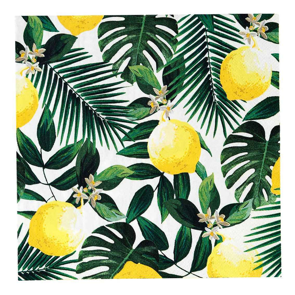 Tropical Palm Lemon Napkins 20pk