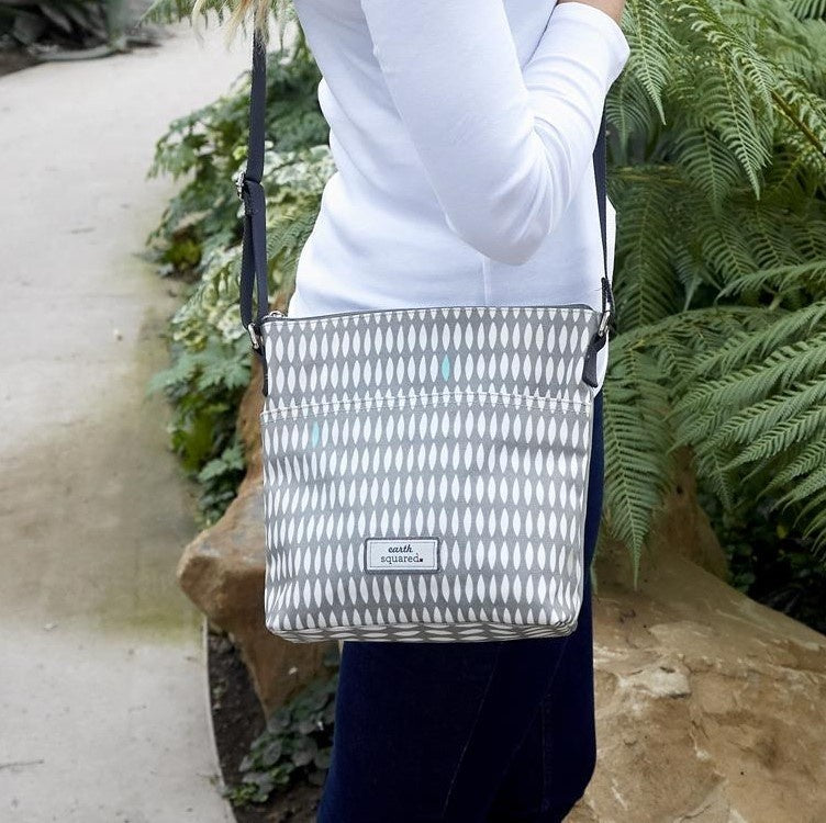 Grey Oval Print Oil Cloth Messenger Bag