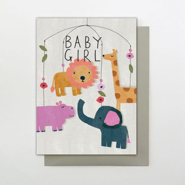 Baby Girl Animal Mobile Card