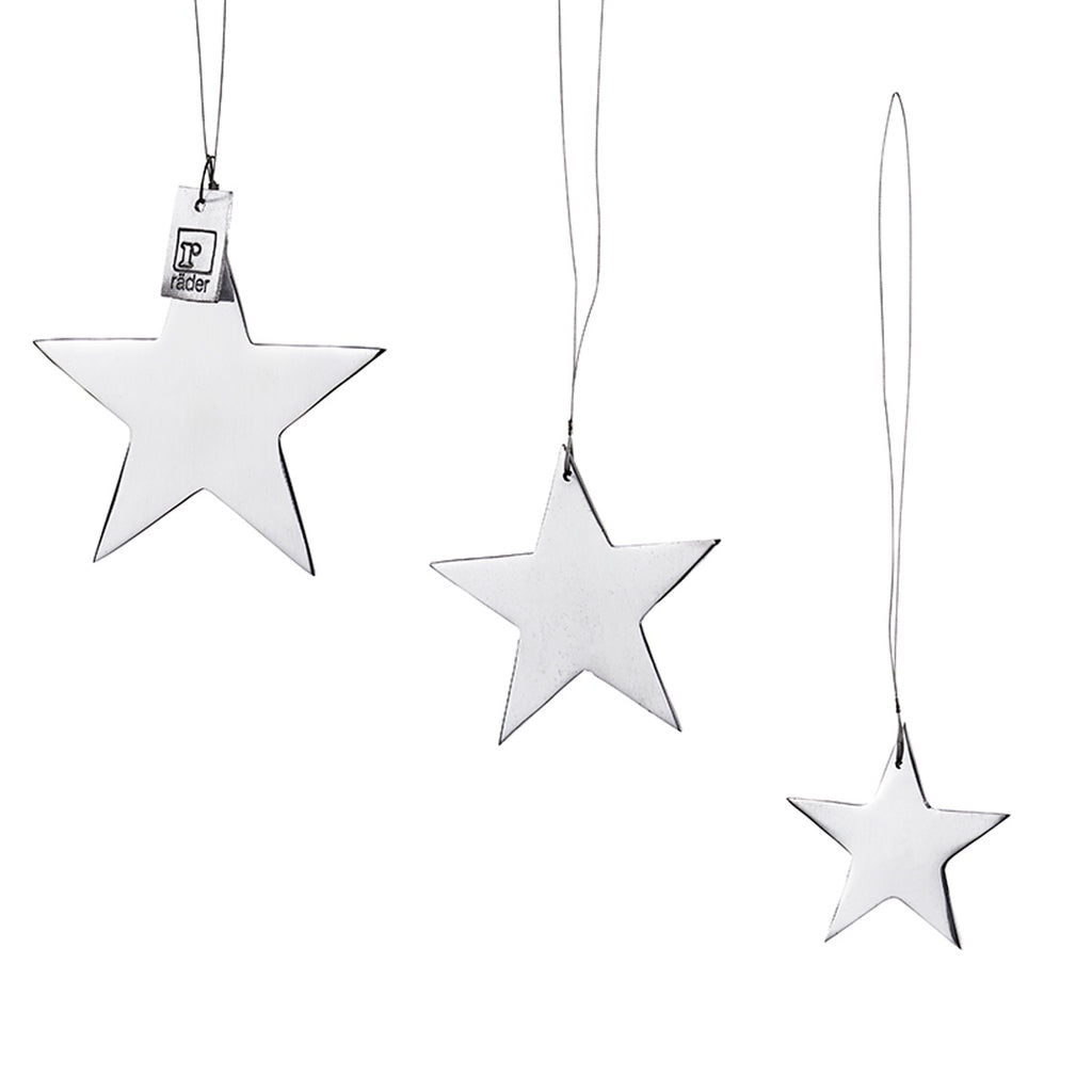Silver Star Ornaments Set of 3