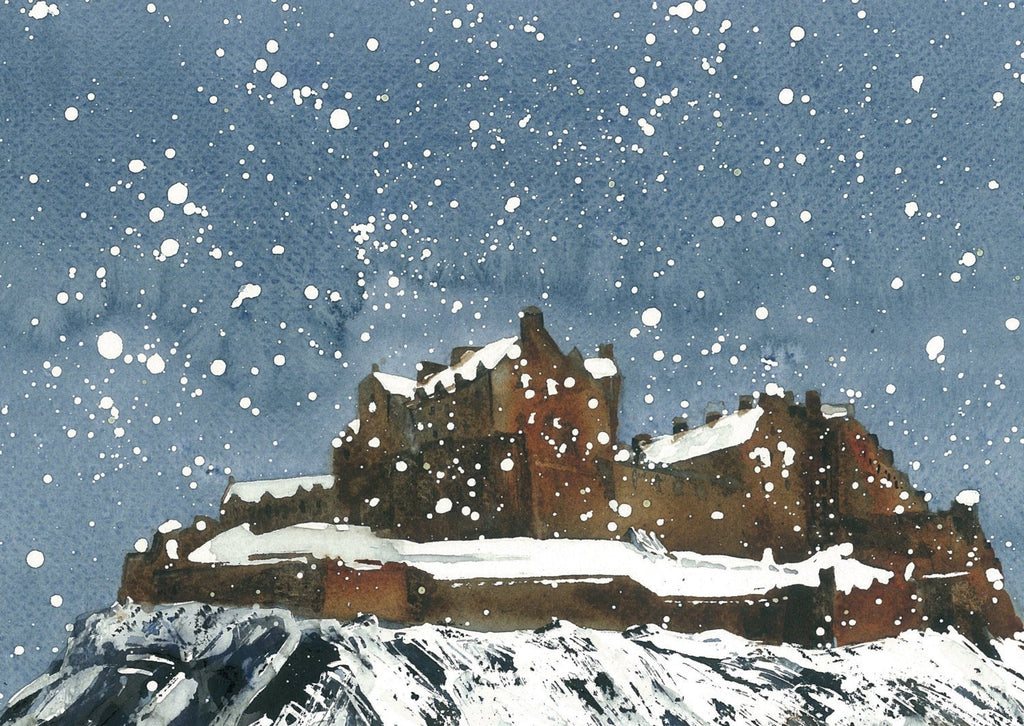 Snow On Edinburgh Castle Card