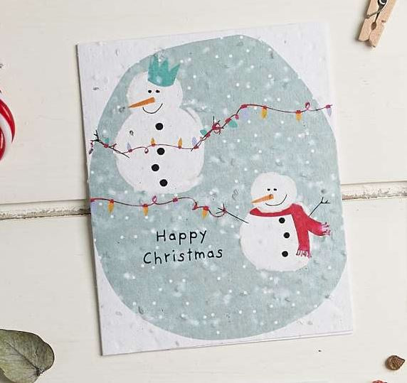 Happy Christmas 2 Snowmen Seed Card