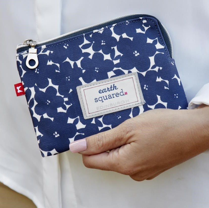 Navy Flower Oil Cloth Freya Purse