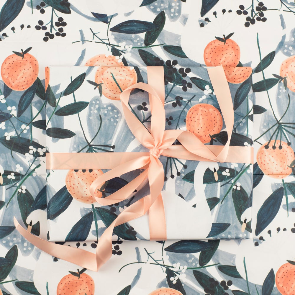 Swans and Oranges Sheet Wrap