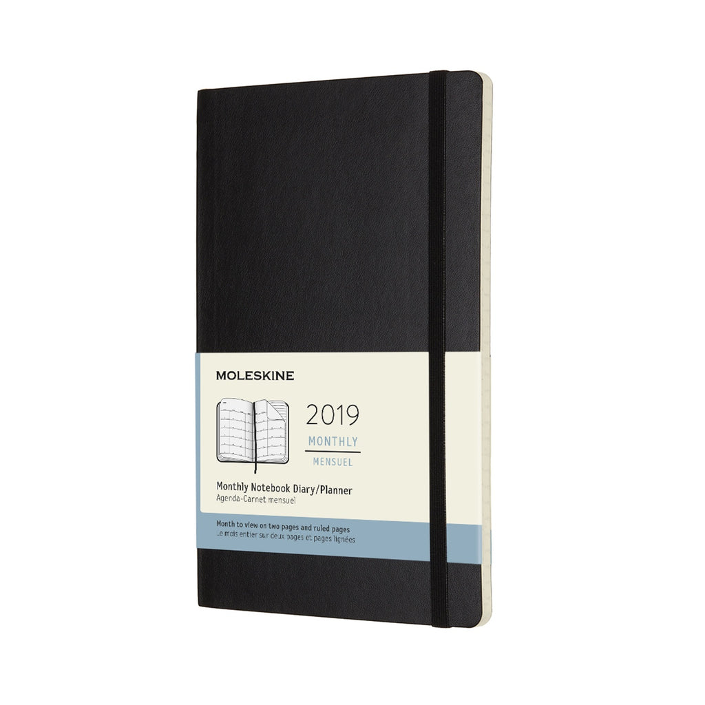 2019 Moleskine Large Monthly Planner Softcover Black