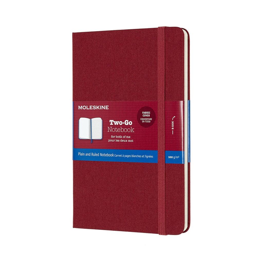 Moleskine Medium Plain And Rules Two-Go Cranberry Red Notebook