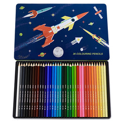 Space Age Set of 36 Colouring Pencils in a Tin