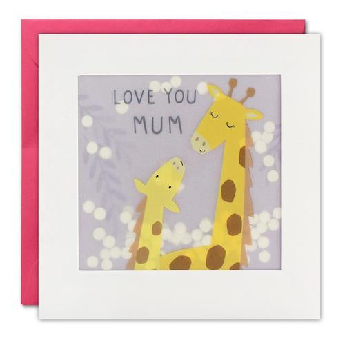 Love You Mum Giraffes Shakies Card