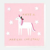 Unicorn Foil Cut Out Christmas Card