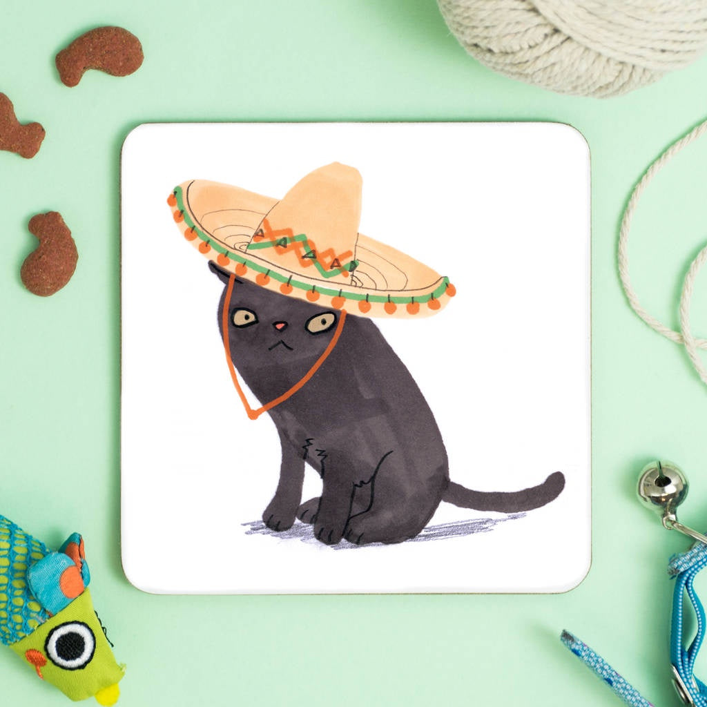 Sombrero Hat Cat Coaster