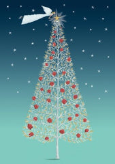 Sparkling Rose Tree Pack of 5 Christmas Cards