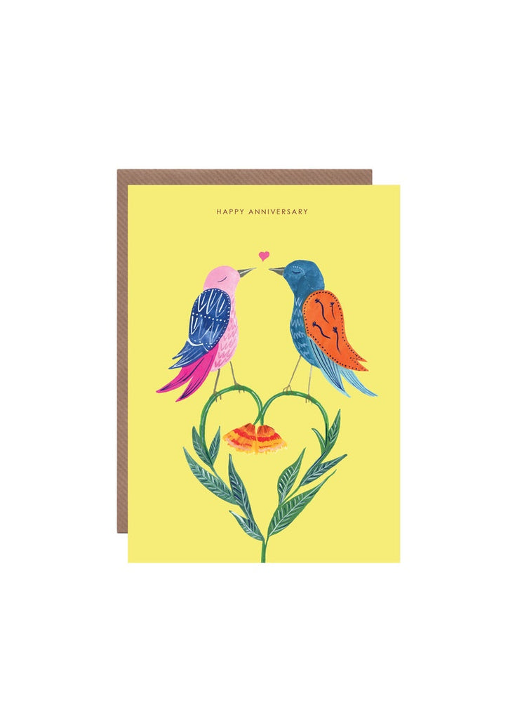 Love Birds Heart Anniversary Card