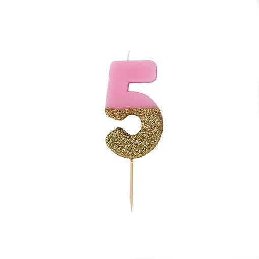 Glitter Birthday Candle Number 5