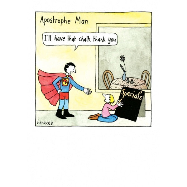 Apostrophe Man Card